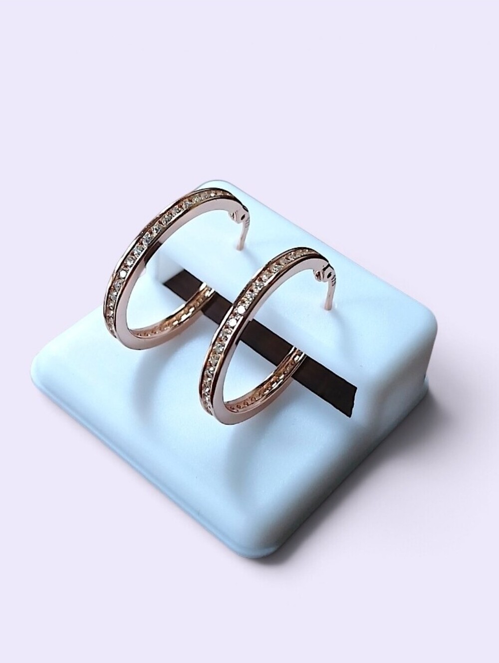 Rose Gold Over 925 Moissanite Hoop Earrings
